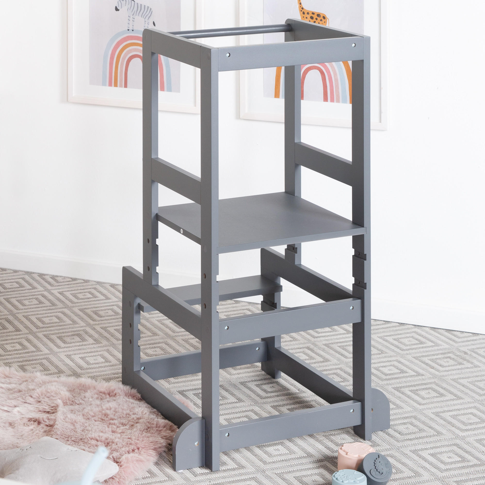 LERNTURM anthrazit - Anthrazit, Holzwerkstoff (45/90/47cm) - Roba