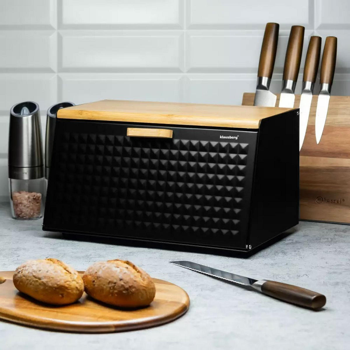 BROTKASTEN Schwarz 35/20/17 cm KB7467 - Schwarz, Metall (20/17/35cm) - Klausberg 