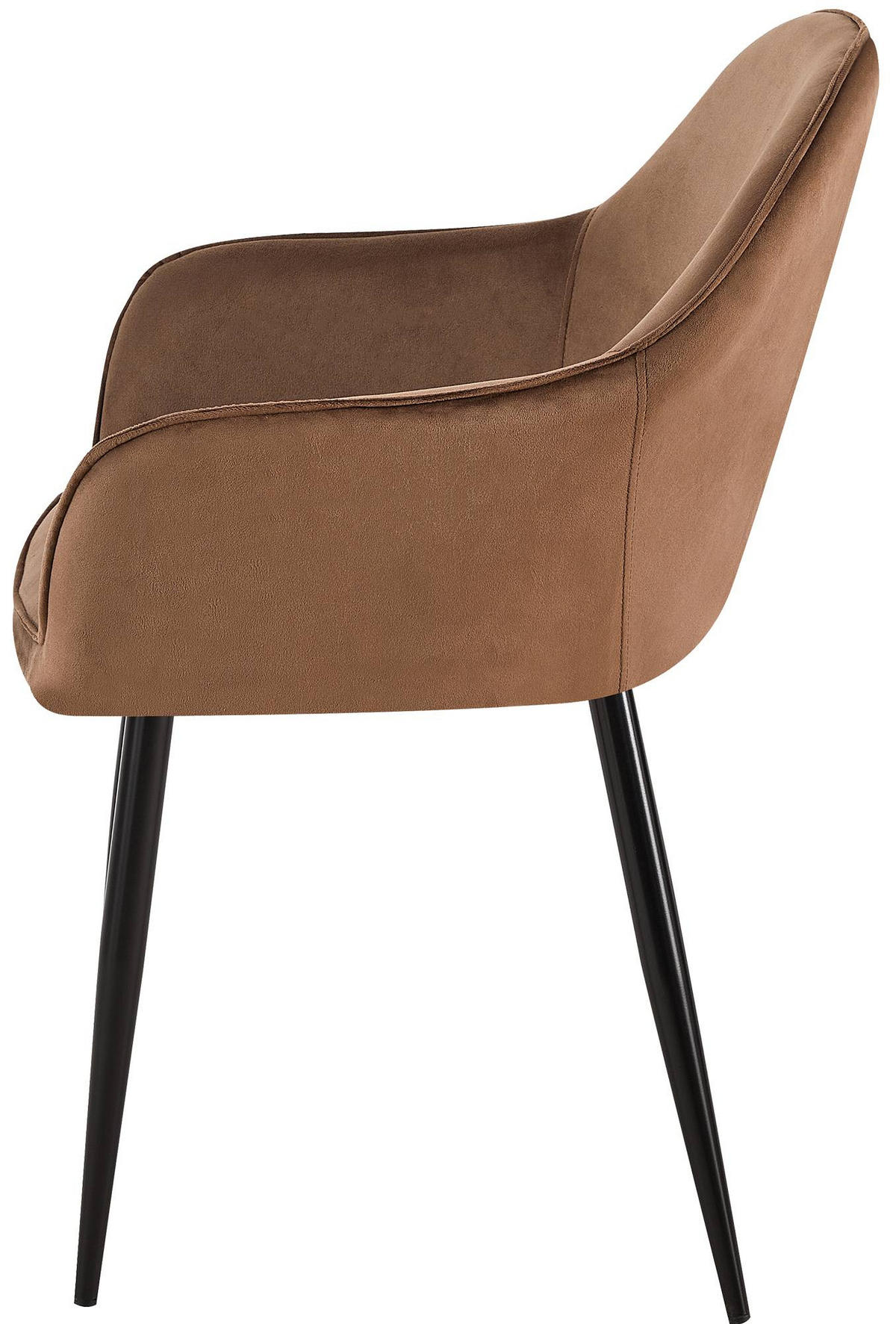 ARMLEHNENSTUHL Samt braun - Schwarz/Braun, Textil/Metall (60/84/60cm) - CLP