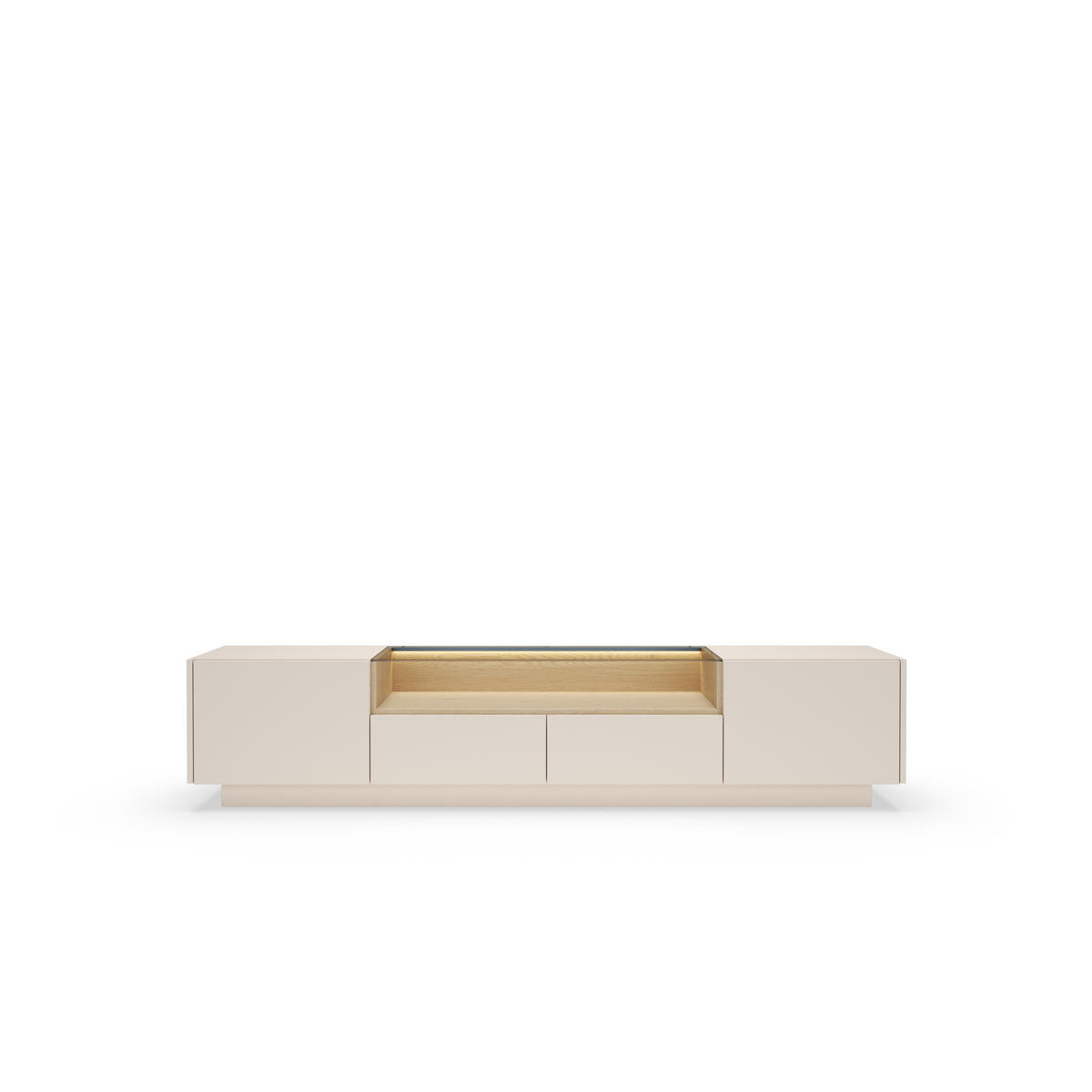 TV-SCHRANK: beige + cremona Eiche, 203 x 43,4 x 39,5 cm - Beige, Holzwerkstoff (203/43.4/39.5cm) - 3XE LIVING