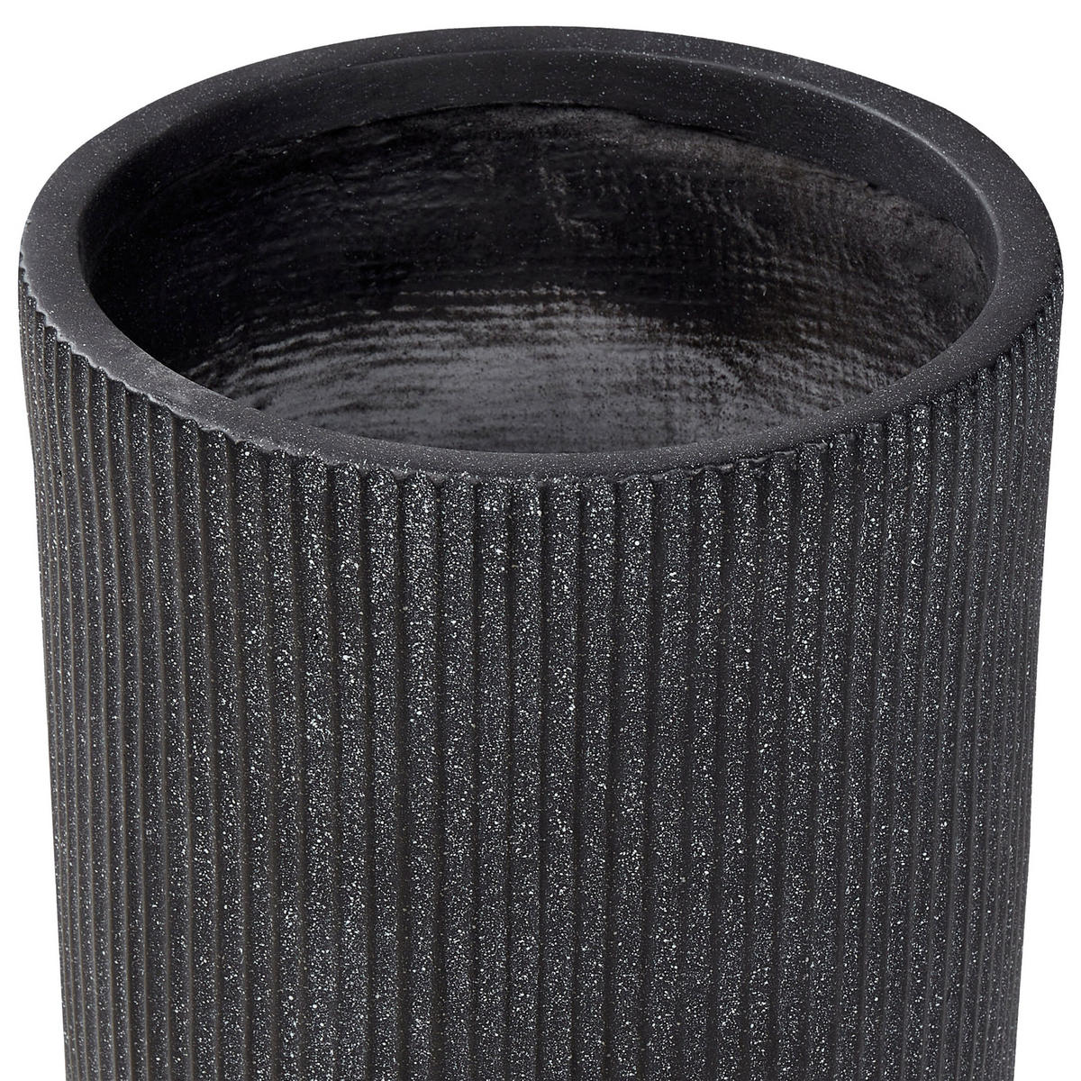 BLUMENTOPF schwarz rund 30/30/49 cm Eantio - Schwarz, Naturmaterialien (49cm) - Beliani