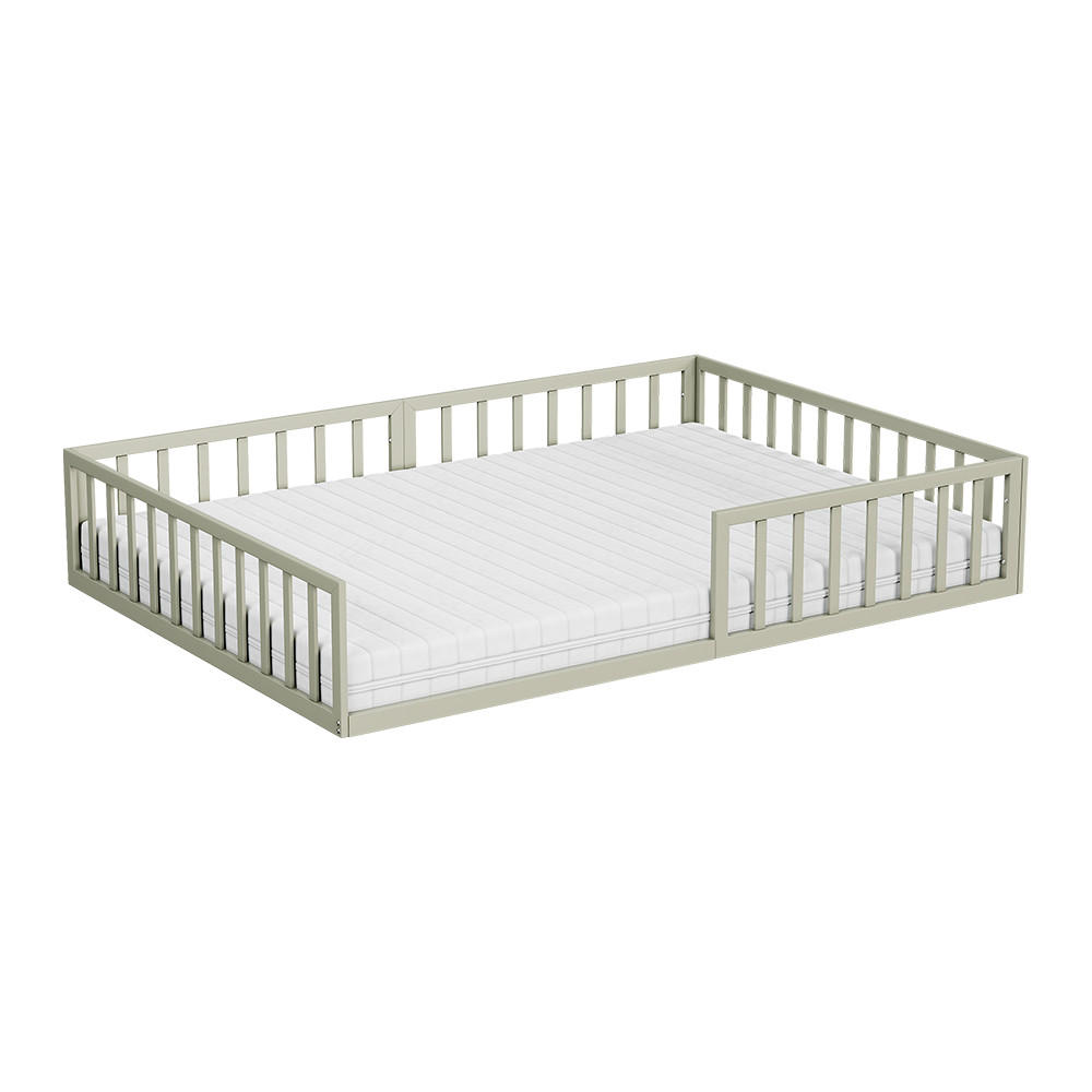 BODENBETT AUS METALL Minno Greige 140x200 mit Matratze - Greige, Metall - VitaliSpa