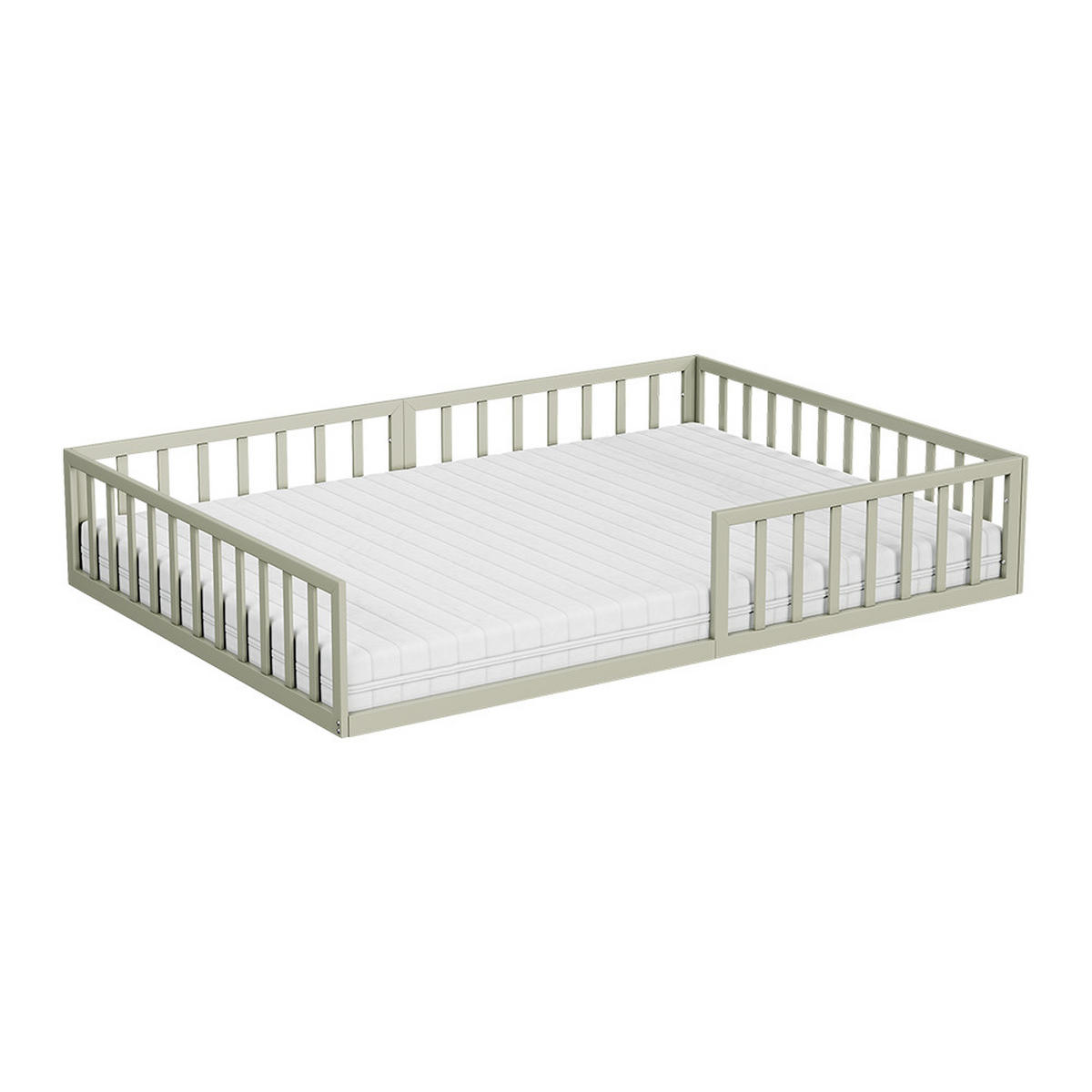 BODENBETT AUS METALL Minno Greige 140x200 mit Matratze - Greige, Metall - VitaliSpa