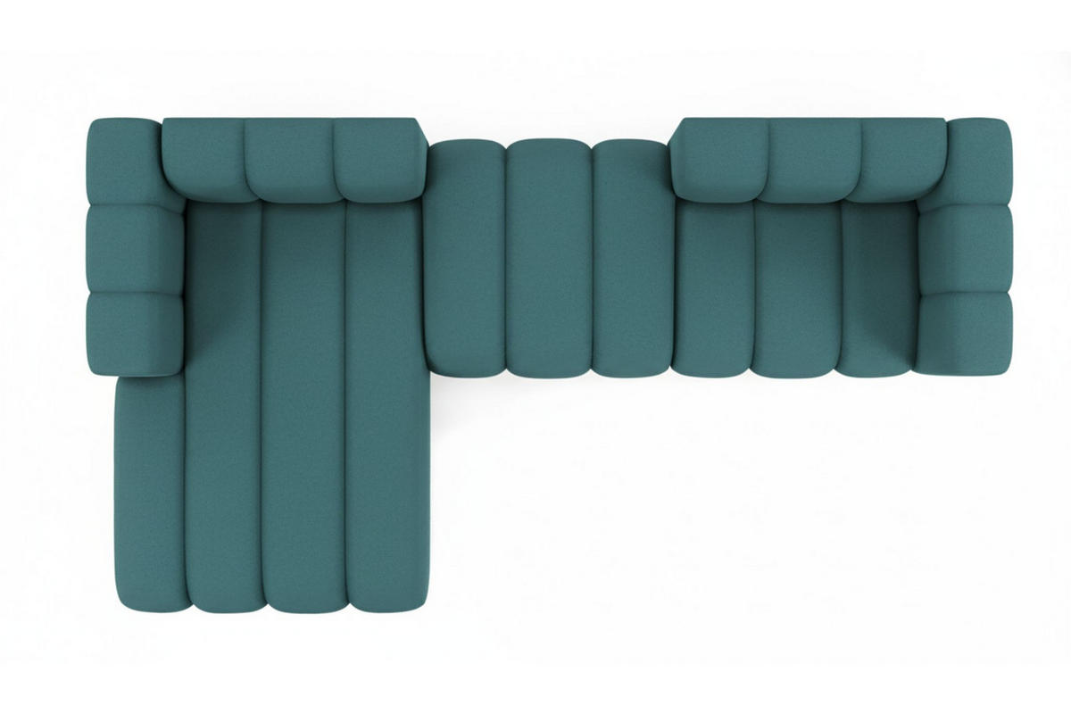 ECKSOFA L-Form Grand L 319 cm, Veloursstoff Salvador, Azurblau, Links - Blau, Holz (319/179cm) - Kaiser Möbel