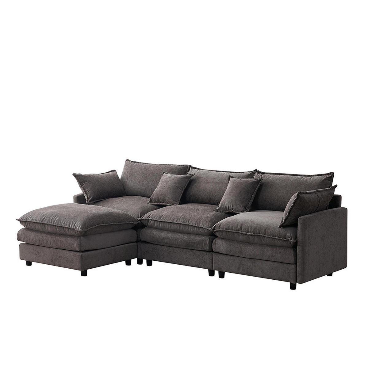 ECKSOFA-BEQUEMES L-Sofa für kleine Wohnungen, Grau - Beige, Textil (154/267cm) - KOMHTOM