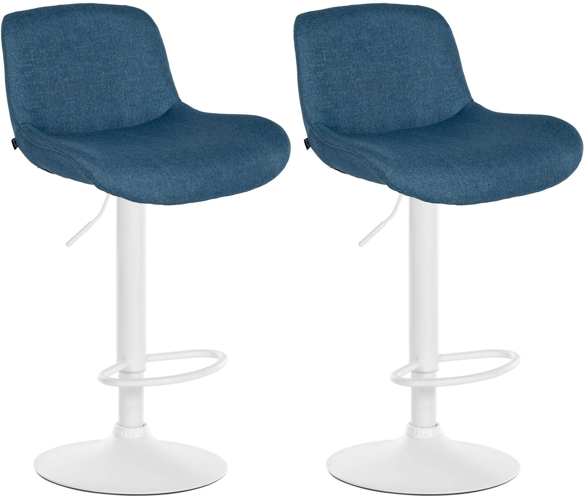 BARHOCKER 2er Set Stoff Blau - Blau/Weiß, Textil/Metall (50/85/50cm) - CLP