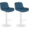 BARHOCKER 2er Set Stoff Blau - Blau/Weiß, Textil/Metall (50/85/50cm) - CLP