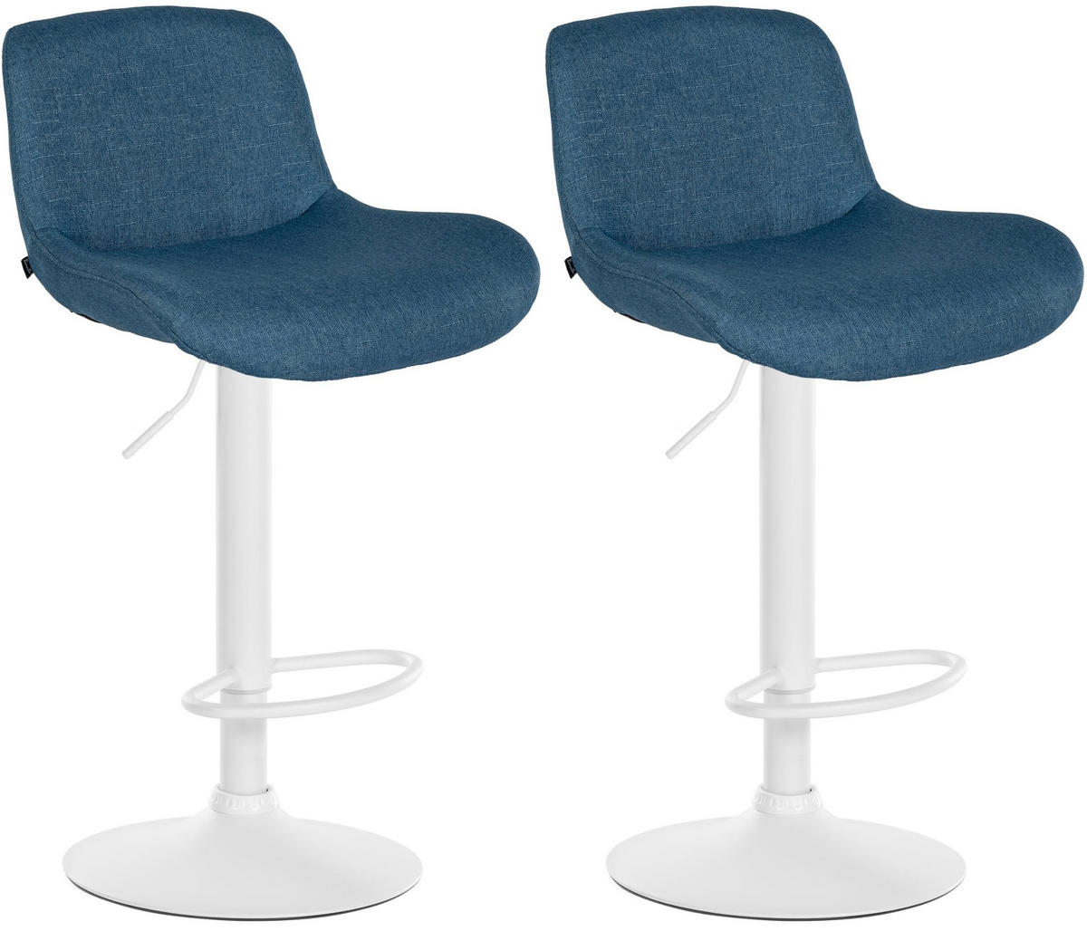 BARHOCKER 2er Set Stoff Blau - Blau/Weiß, Textil/Metall (50/85/50cm) - CLP