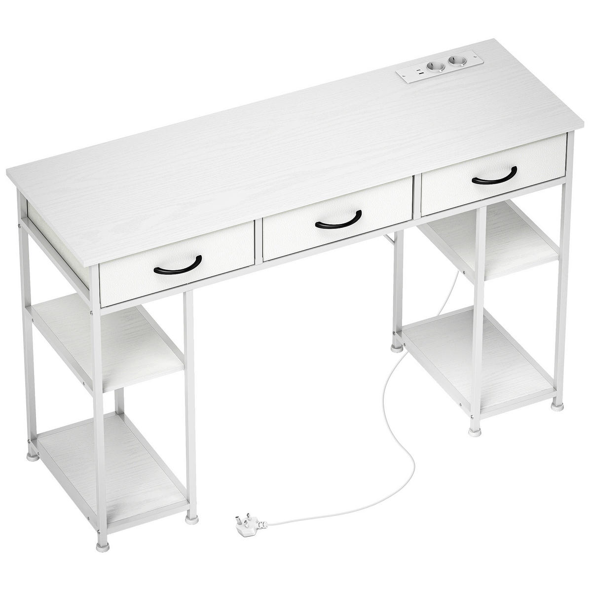 SCHREIBTISCH mit 2 USB-Ladeanschlüsse Weiß 120/40/76 cm - Weiß, Holzwerkstoff/Kunststoff (120/40/76cm) - HOMCOM