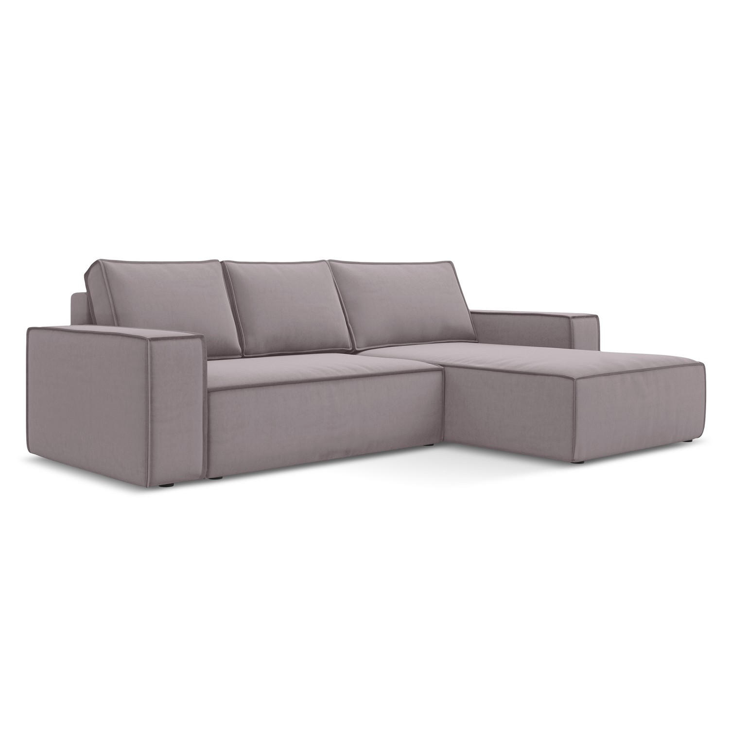 ECKSOFA mit Schlaffunktion Samt Stoff Violett - Lila/Flieder, Kunststoff/Textil (290/185cm) - LaMiaSofa