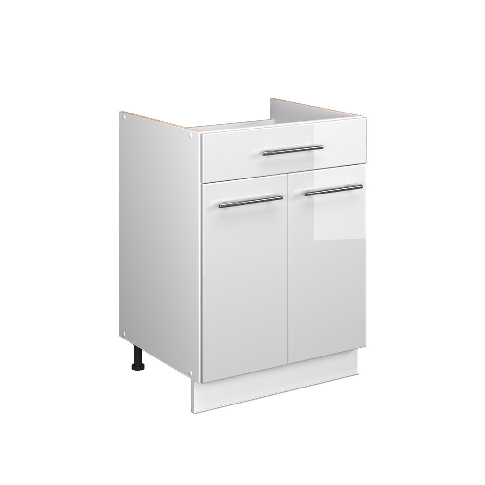 UNDERSKÅP FÖR DISKHO/SPISHÄLL Fame-Line, Vit högblank/Vit, 60 cm med låda, utan bänkskiva Vit högglans, Vit 82/60/51.6 cm