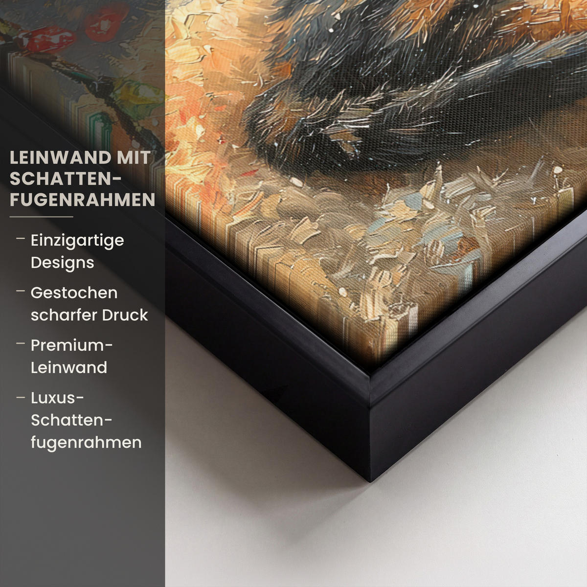 LEINWAND Bilder mit Rahmen - Katze - Weihnachten - Winter - Tier - 30x20 - Bernsteinfarben, Textil (30/20cm) - MuchoWow