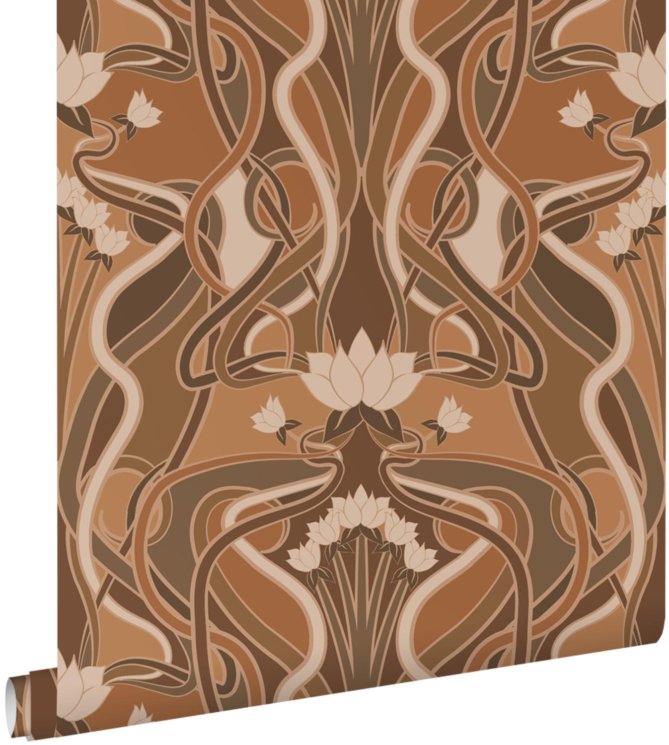 TAPETE Blumenmuster im Jugendstil 50 x 900 cm - Braun, Papier (50/900cm) - ESTAhome