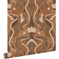 TAPETE Blumenmuster im Jugendstil 50 x 900 cm - Braun, Papier (50/900cm) - ESTAhome