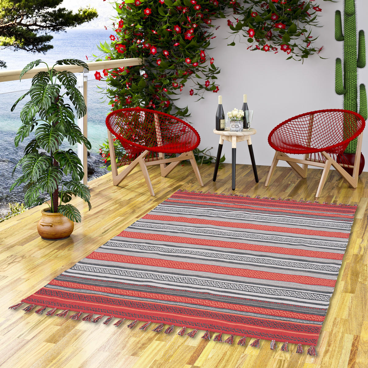 KELIM BAUMWOLLE NATUR TEPPICH GRACE - Rostfarben, Textil (90/160cm) - Pergamon