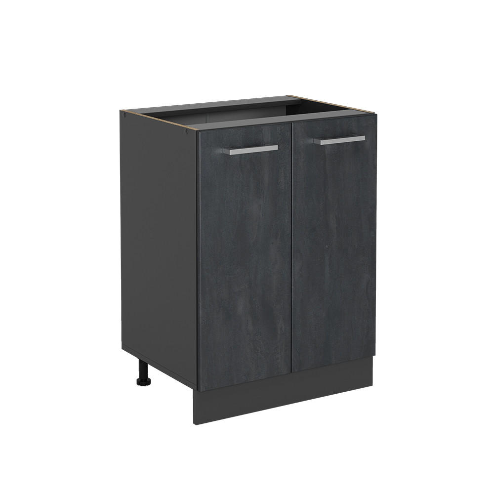 KÜCHENUNTERSCHRANK KÜCHENSCHRANK R-Line Schwarz Beton 60 cm ohne AP - Anthrazit/Schwarz, Holzwerkstoff (60/81.6/46cm) - Vicco