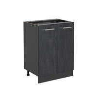 KÜCHENUNTERSCHRANK KÜCHENSCHRANK R-Line Schwarz Beton 60 cm ohne AP - Anthrazit/Schwarz, Holzwerkstoff (60/81.6/46cm) - Vicco