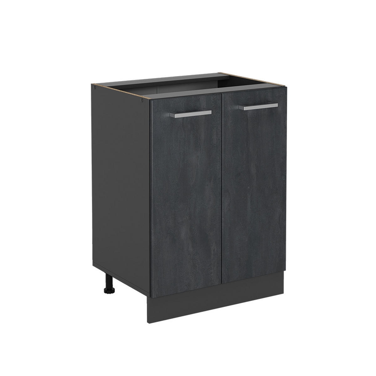 KÜCHENUNTERSCHRANK KÜCHENSCHRANK R-Line Schwarz Beton 60 cm ohne AP - Anthrazit/Schwarz, Holzwerkstoff (60/81.6/46cm) - Vicco