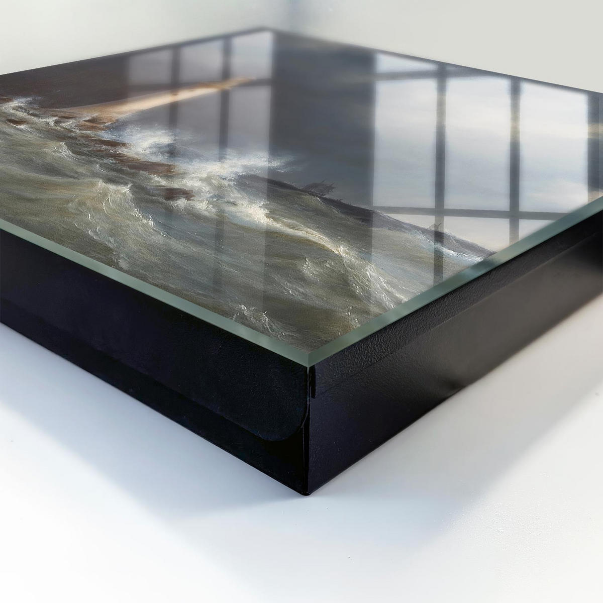 SCHLÜSSELBOX Schwarz 30x30 cm- Türöffnung nach rechts - Stürmische See - Grau, Metall (30/30/5cm) - TULUP