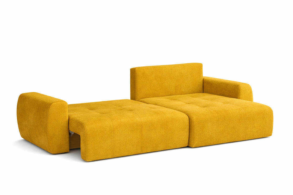 ECKSOFA Mit Schlaffunktion Und Bettkasten L-Form Ivo L, Veloursstoff Salvador, Gelb, Rechts - Gelb, Holz (250/142cm) - Kaiser Möbel