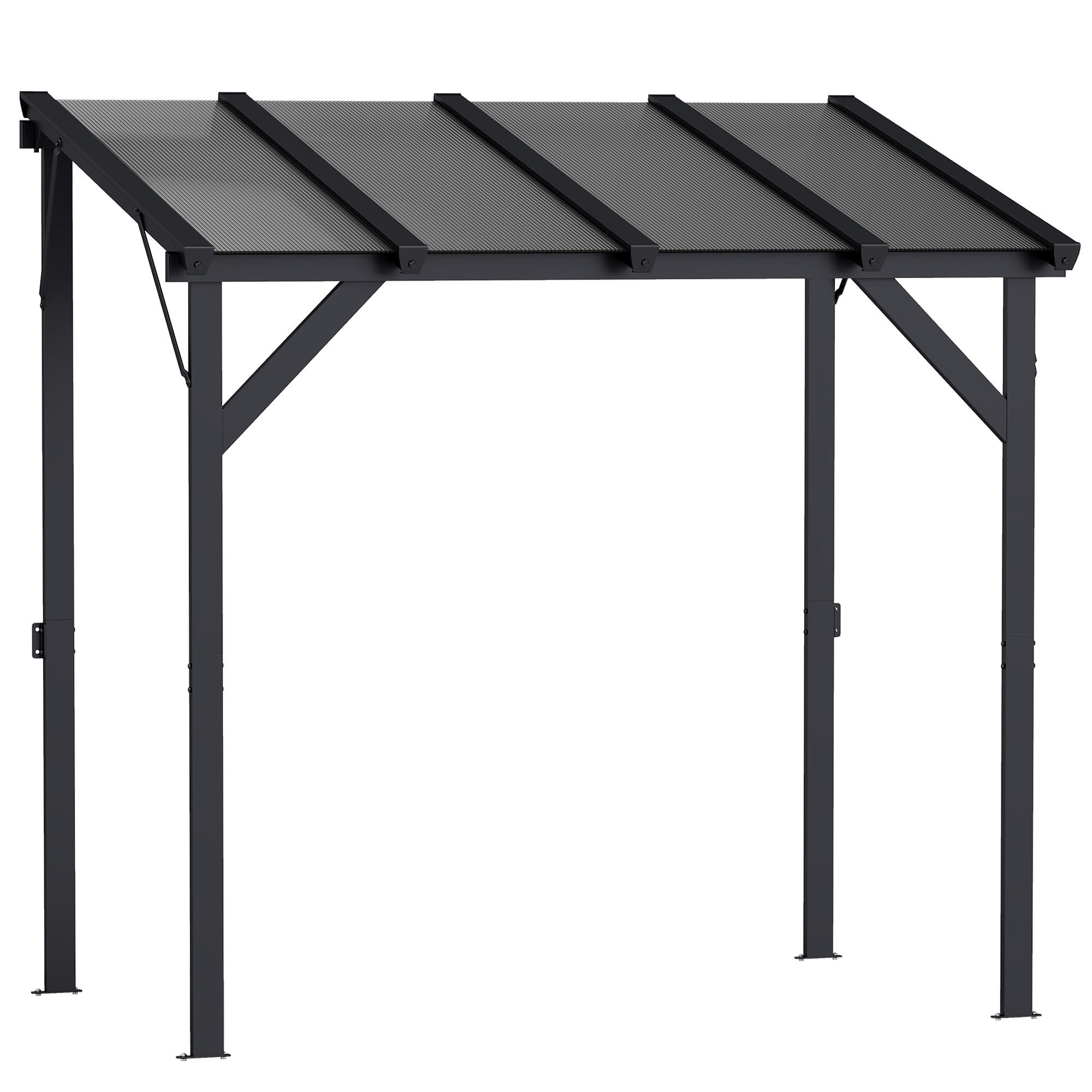 GRILLPAVILLON Polycarbonat, Verzinkter Metall Dunkelgrau - Dunkelgrau, Metall (148/244/244cm) - Outsunny