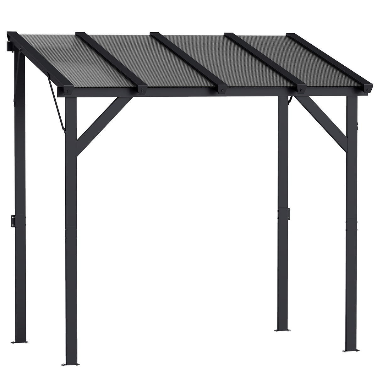 GRILLPAVILLON Polycarbonat, Verzinkter Metall Dunkelgrau - Dunkelgrau, Metall (148/244/244cm) - Outsunny