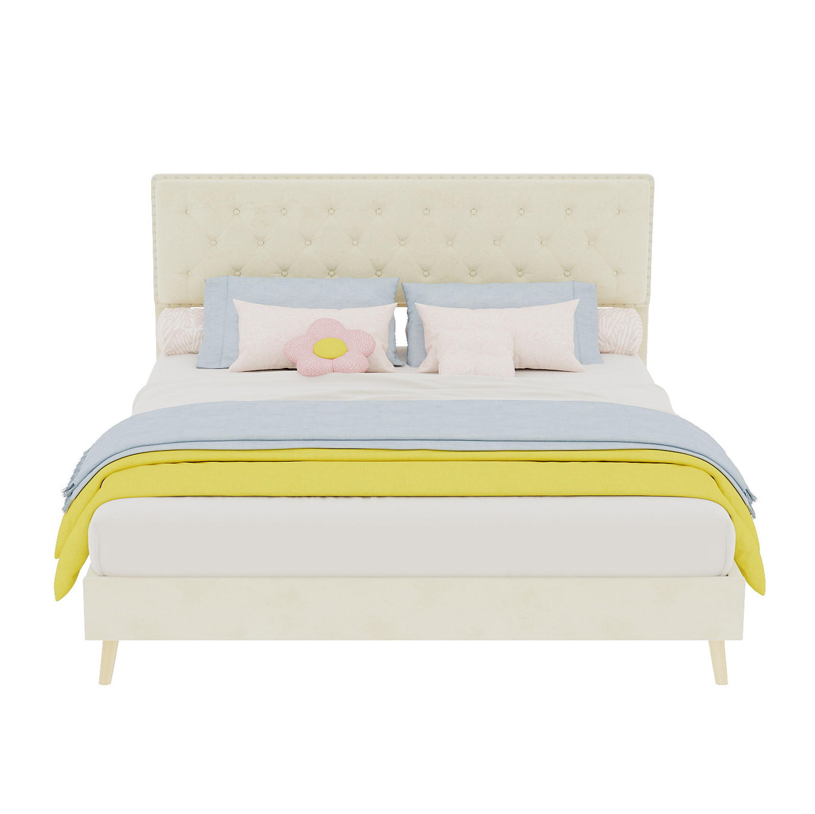 OKWISH ČALOUNĚNÁ postel 160/200 cm béžová z látky a kovu s úložným prostorem