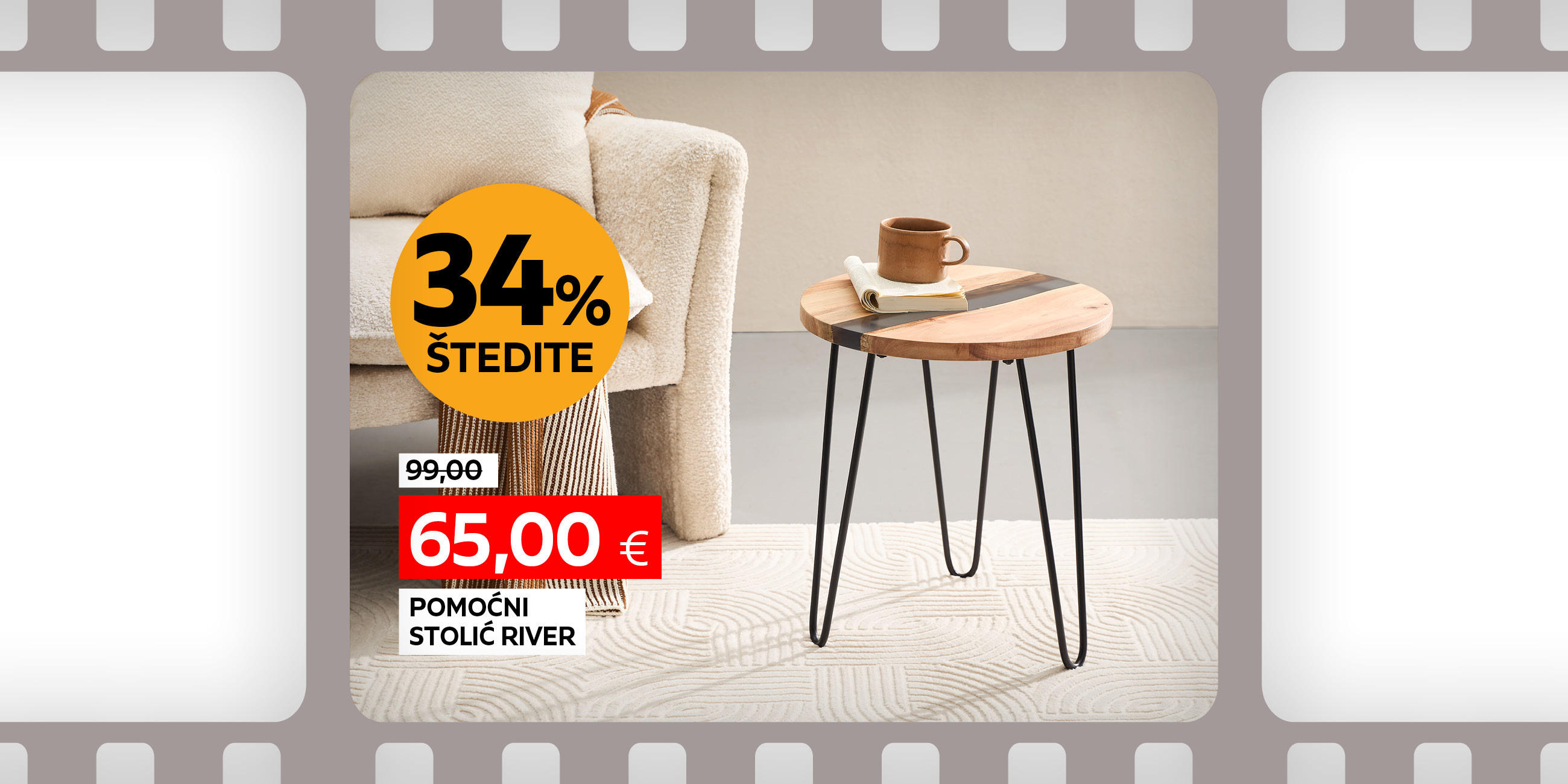 pomoćni stolić River umjesto 99,00 € nova cijena 65,00 € štedite 34%
