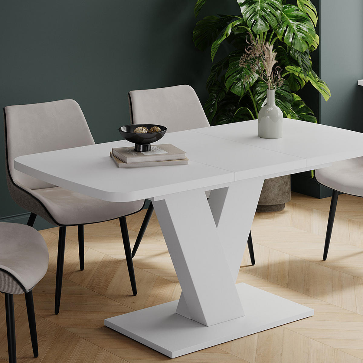 JEDÁLENSKÝ STÔL Fenaro Biela/biela - biela, kompozitné drevo (80/120/77.4cm) - Vicco