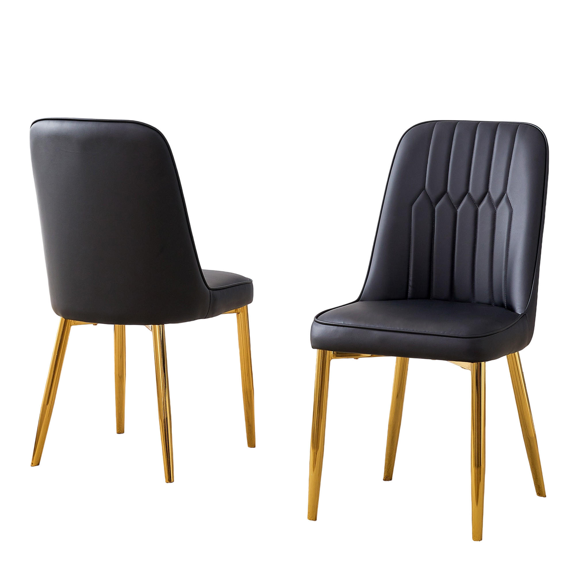 STUHL-SET DE-36519 2 Stück mit PU-Bezug und Metallbeinen Schwarz - Schwarz, Metall (41.5/89/43cm) - ComfortXL