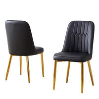 STUHL-SET DE-36519 2 Stück mit PU-Bezug und Metallbeinen Schwarz - Schwarz, Metall (41.5/89/43cm) - ComfortXL