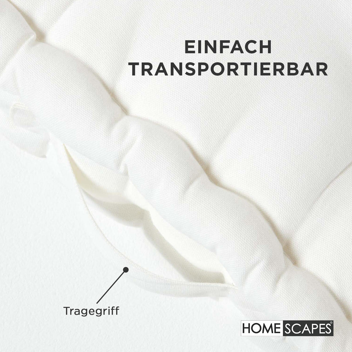 SITZKISSEN creme 50/50/10 cm – Bodenkissen unifarben - Creme, Textil (50/50/10cm) - Homescapes