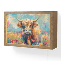 NÁSTĚNNÁ LAMPA Skotský horal - Příroda - Barevné - Květiny 30x20 cm - různobarevná, kompozitní dřevo (30/20/8cm) - OnlyWow