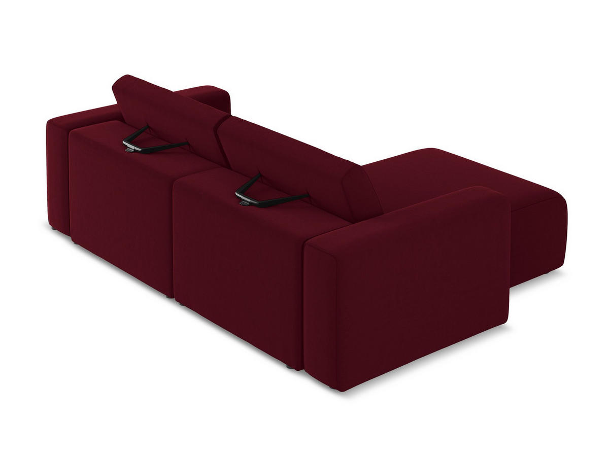 ECKSOFA Links Samt Stoff Rot - Bordeaux/Beige, Kunststoff/Textil (167/224cm) - Makamii
