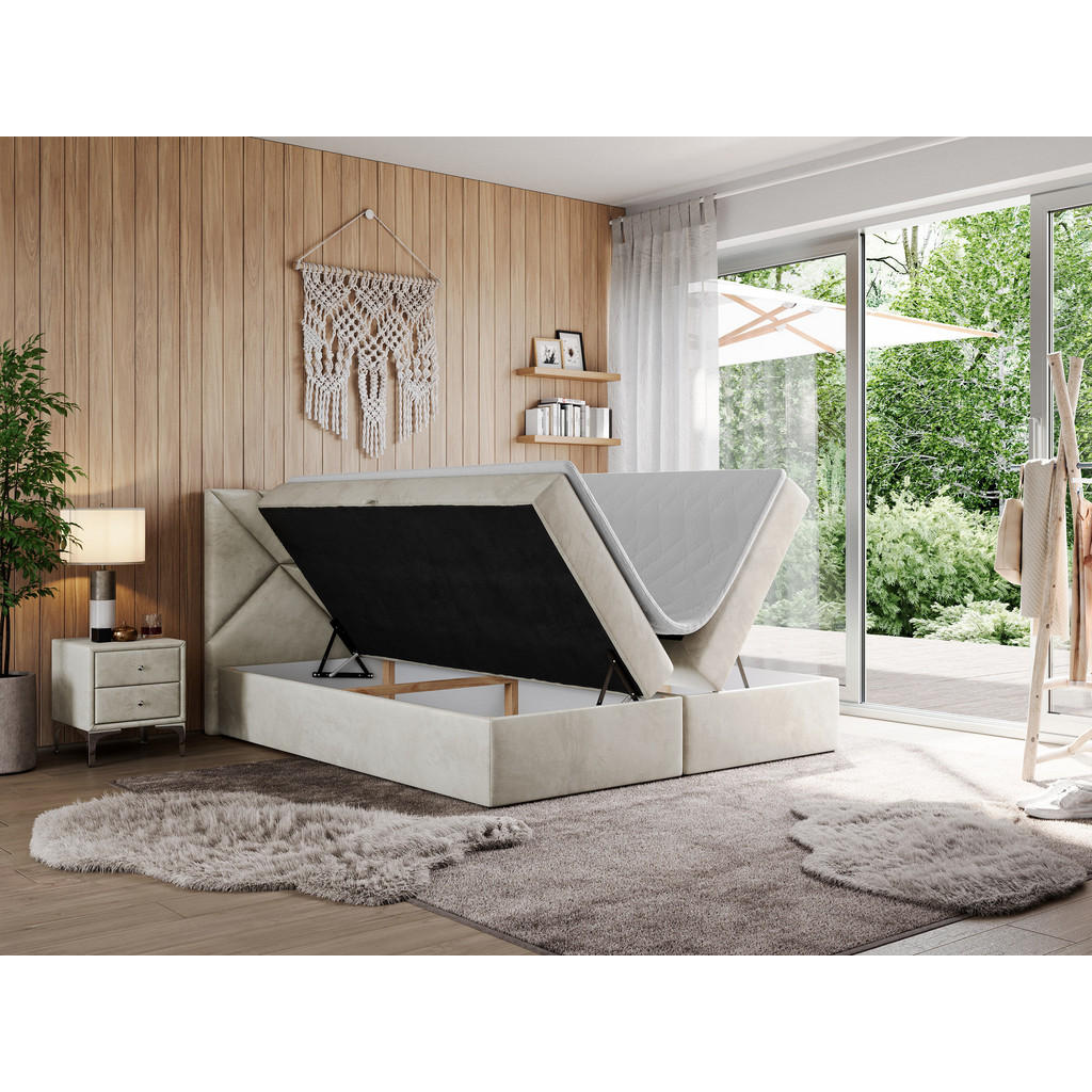 Thumbnail - Xxxl Boxbett, Beige, Textil, 2-Sitzer, H3, 7-Zonen, Rechteckig, 140x200 cm, Oeko-Tex®, Schlafzimmer, Betten, Boxspringbe...