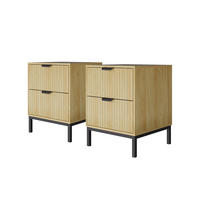 NACHTTISCH Lennox Eiche 40 x 52 cm 2er Set - Eichefarben/Schwarz, Holzwerkstoff (40/52/40cm) - Vicco