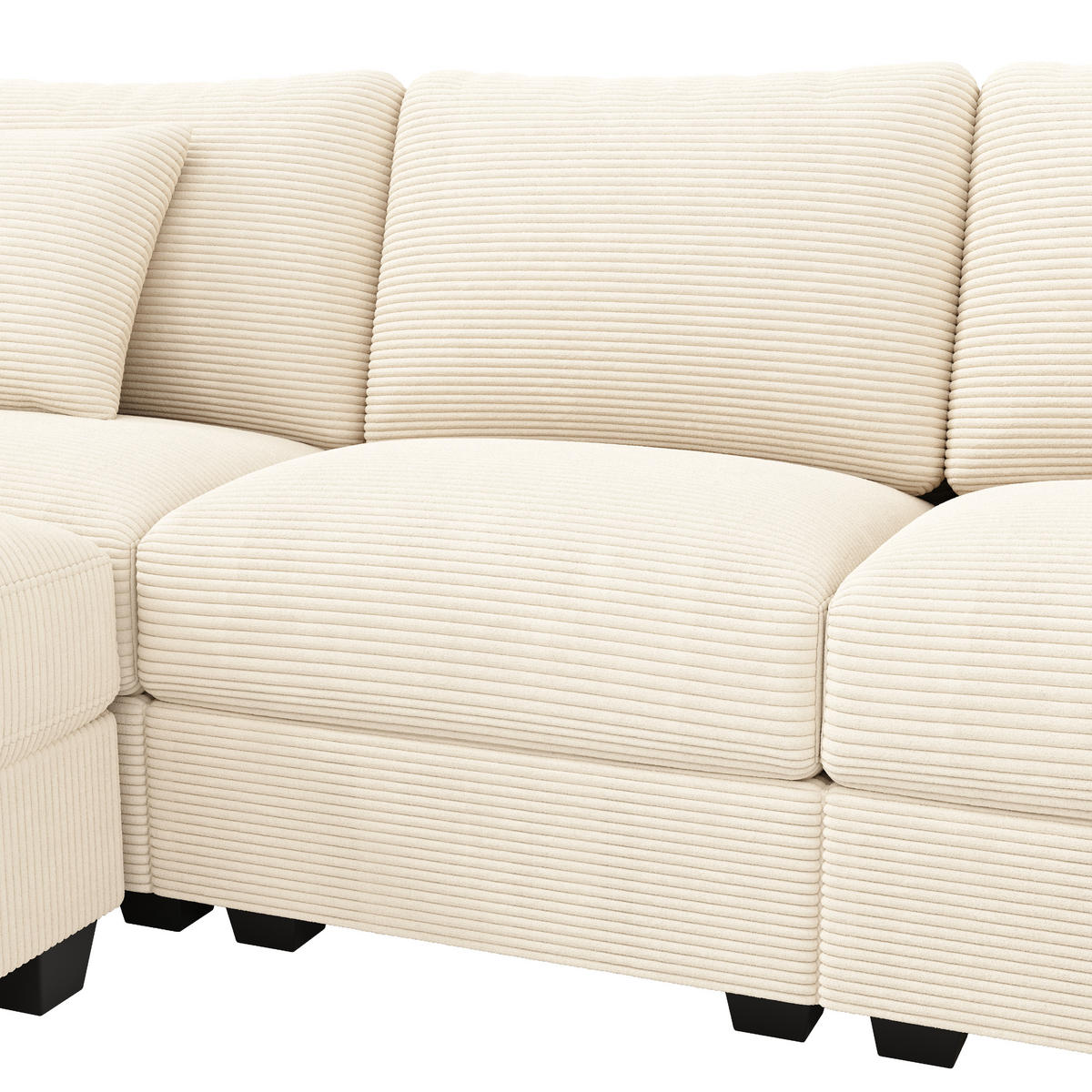 WOHNLANDSCHAFT Cord Beige mit USB, USB-C und Stauraum - Beige, Holzwerkstoff/Kunststoff (275.5/87/139cm) - WISHDOR