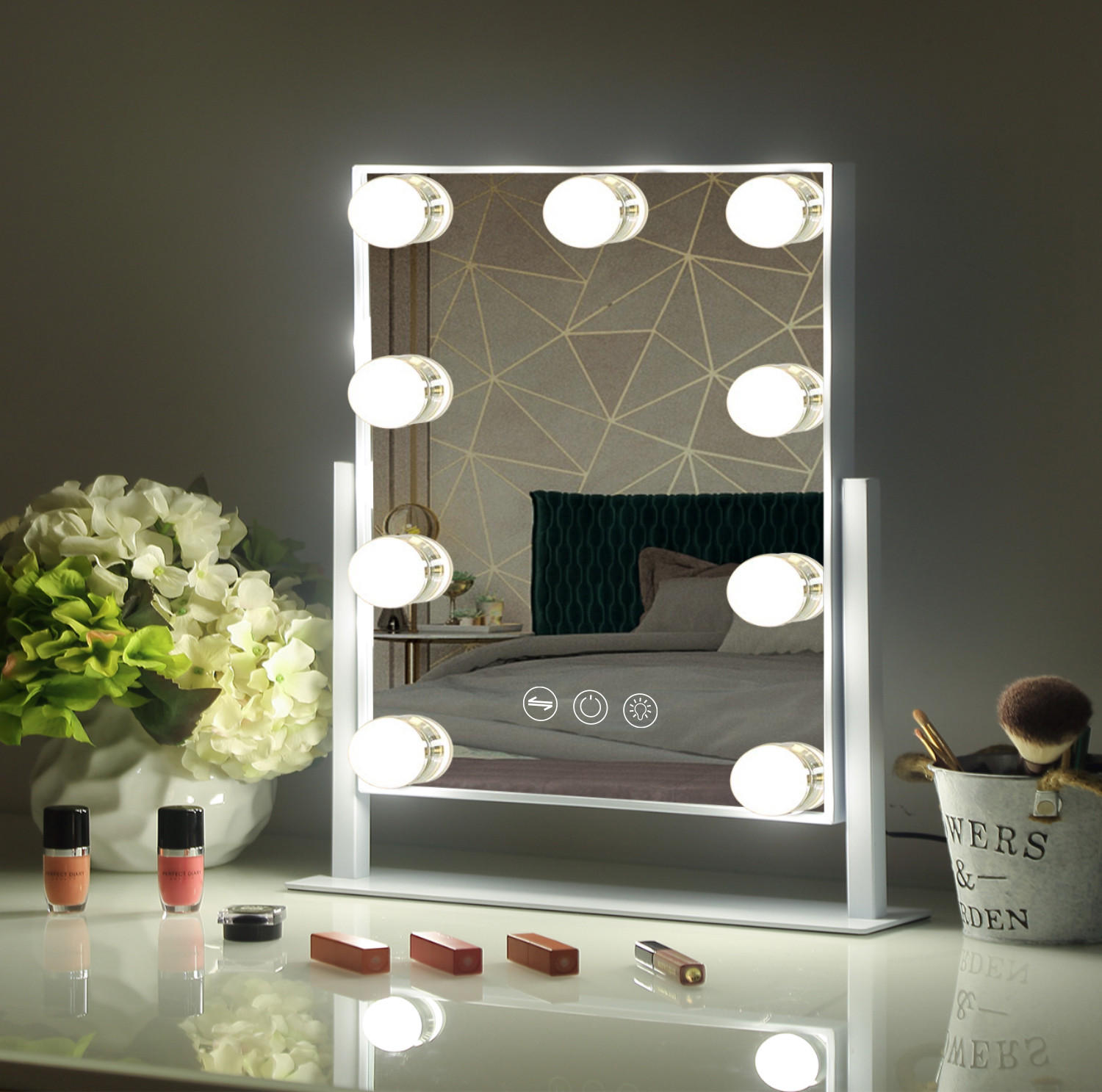 SCHMINKSPIEGEL mit LED-Beleuchtung weiß 25/30 cm - Weiß, Metall (25/30/3cm) - VANITII