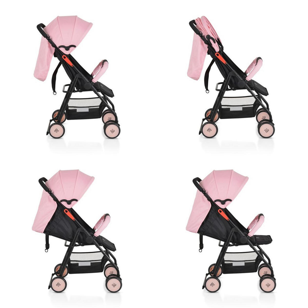 KINDERWAGEN Capri rosa Sicherheitsgurt, Rückenlehne verstellbar - Rosa, Metall (75/48/100cm) - Moni