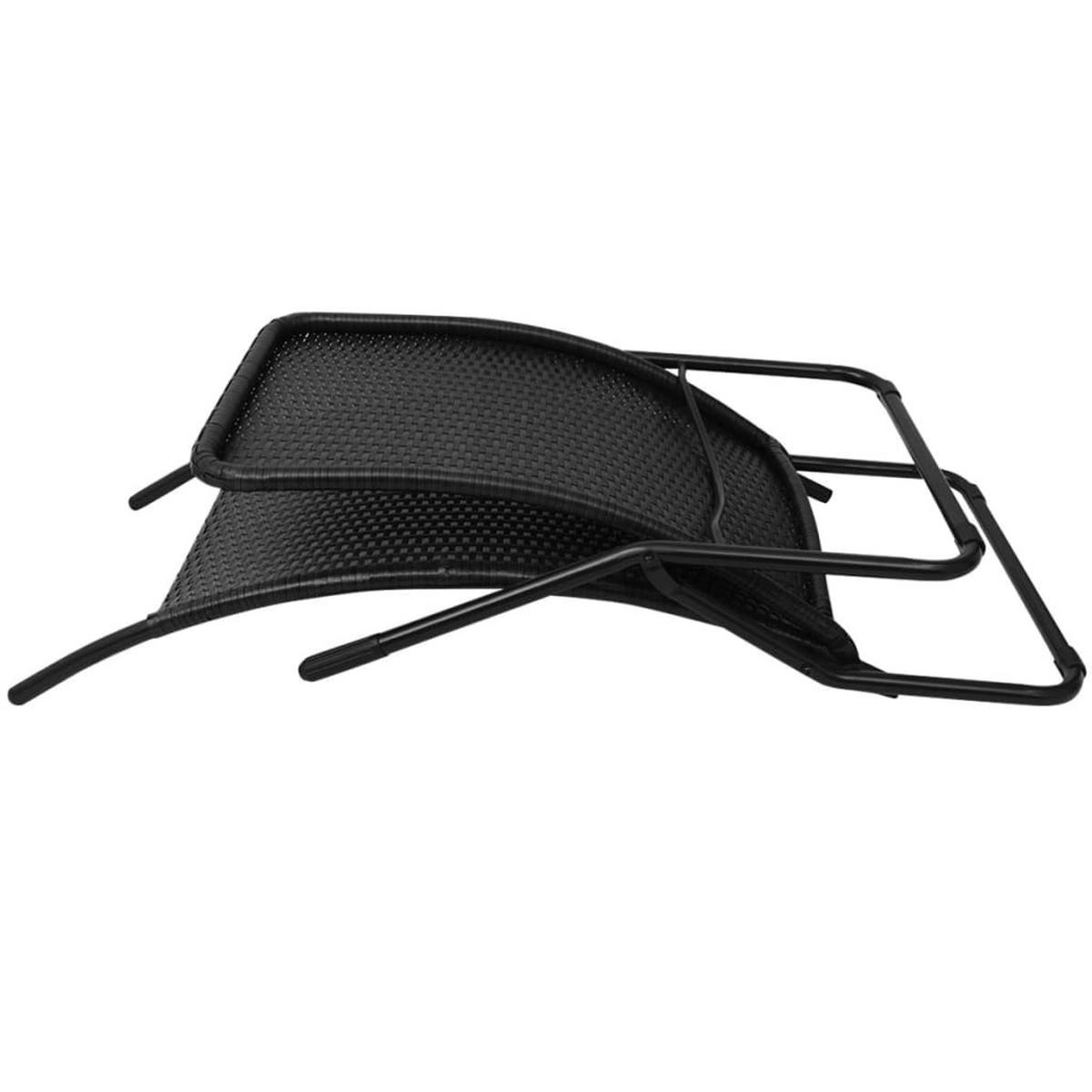 SONNENLIEGE Klappbar Poly Rattan Schwarz - Schwarz, Kunststoff (61/95/147cm) - furnicato