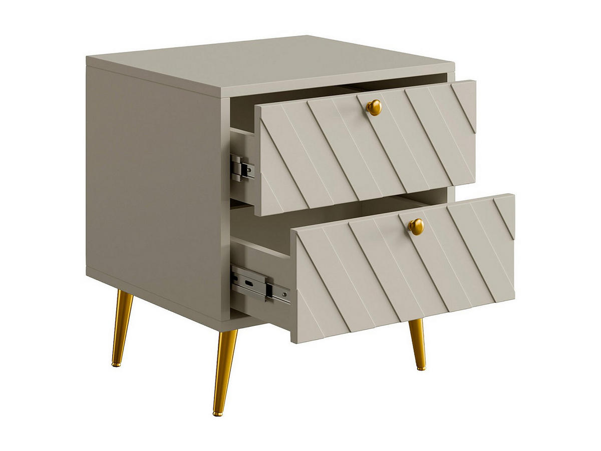 NACHTTISCH mit 2 Schubladen - Beige - TEODA - Beige, Holz (45/40/49.5cm) - Vente-Unique