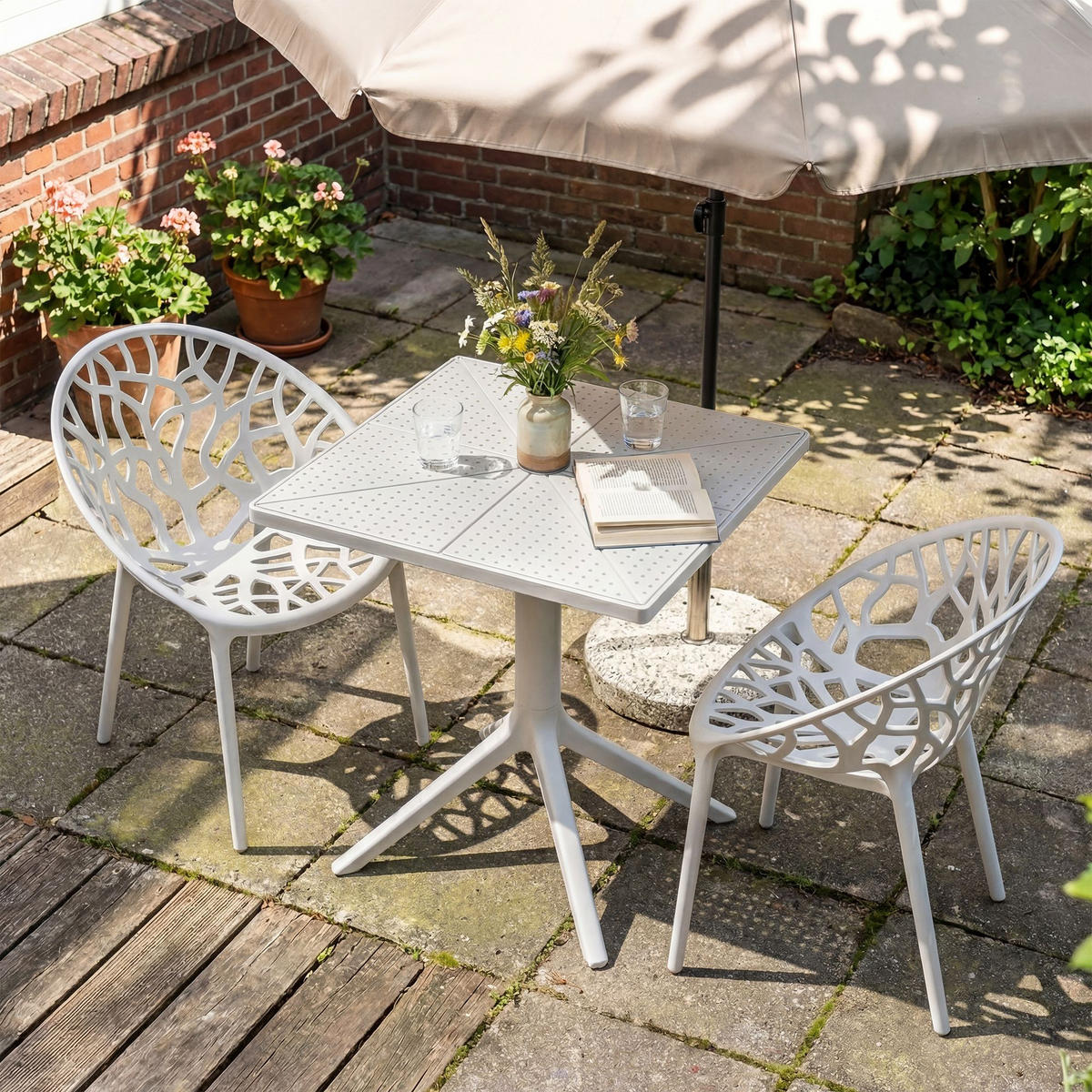 GARTENSITZGRUPPE 2 Kunststoff Weiß - Weiß, Kunststoff - CLP