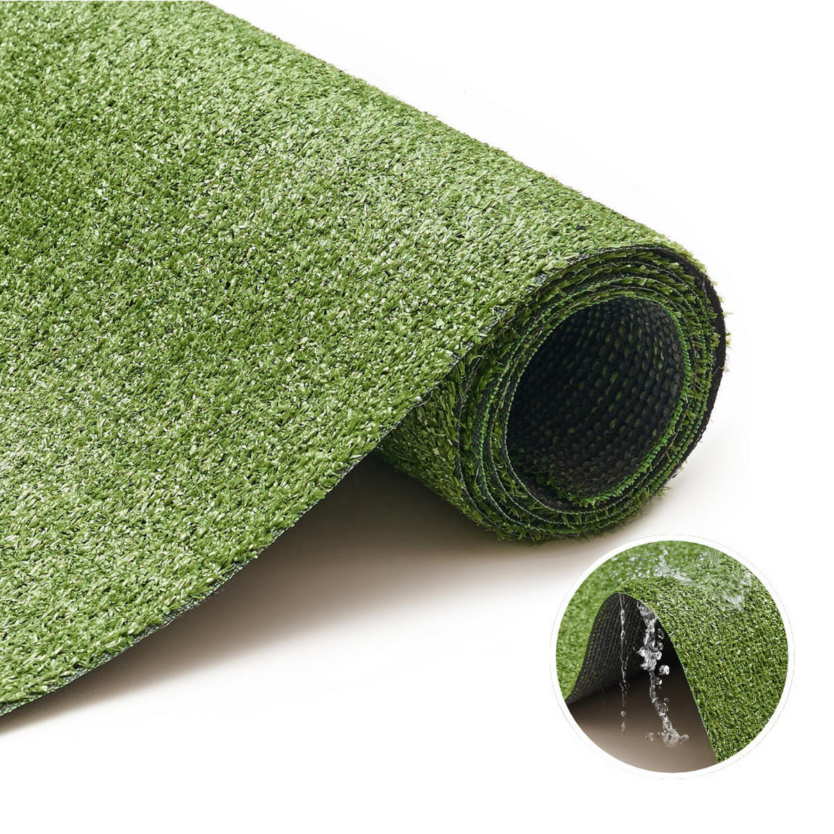 KUNSTRASEN Canyoo 7 mm – Wetterfester Rasenteppich für Balkon & Terrasse 133/450 cm - Grün, Textil (133/450cm) - Tapiso