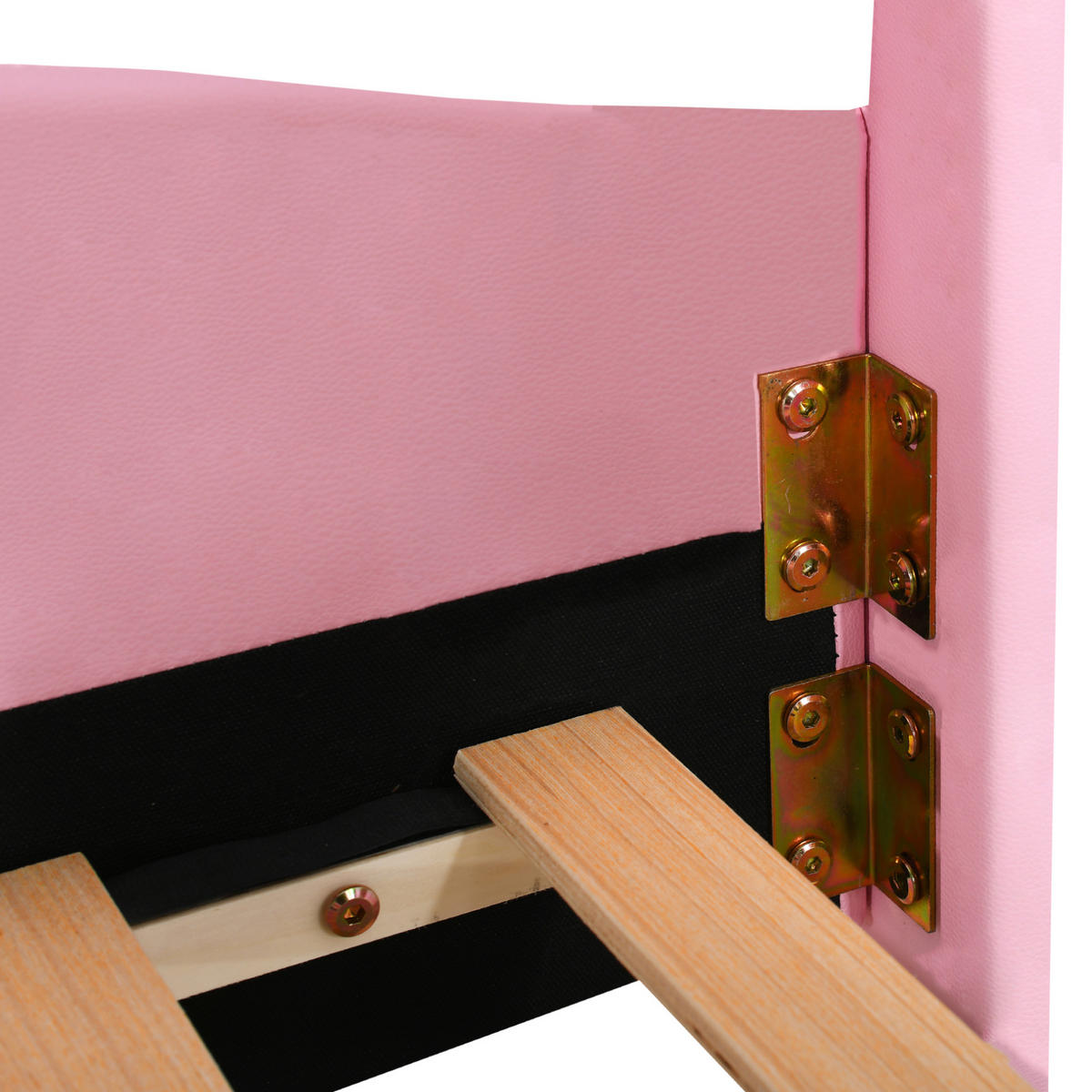 POLSTERBETT 90/200 cm Rosa/Weiß aus Kunstleder mit Kronen-Kopfteil - Rosa, Textil (90/200cm) - OKMYHOME