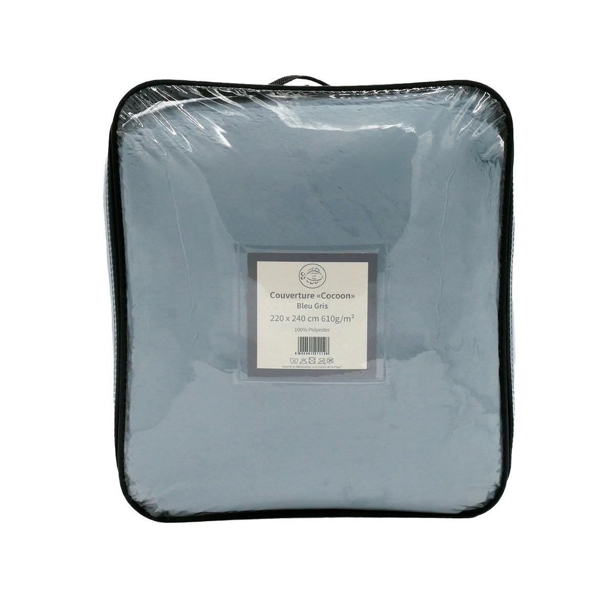 DECKE in Kaninchenoptik 220 x 240 cm, 610 g/m² – Cocoon Blaugrau - Blau, Textil (220/240cm) - LE COMPTOIR DE LA PLAGE