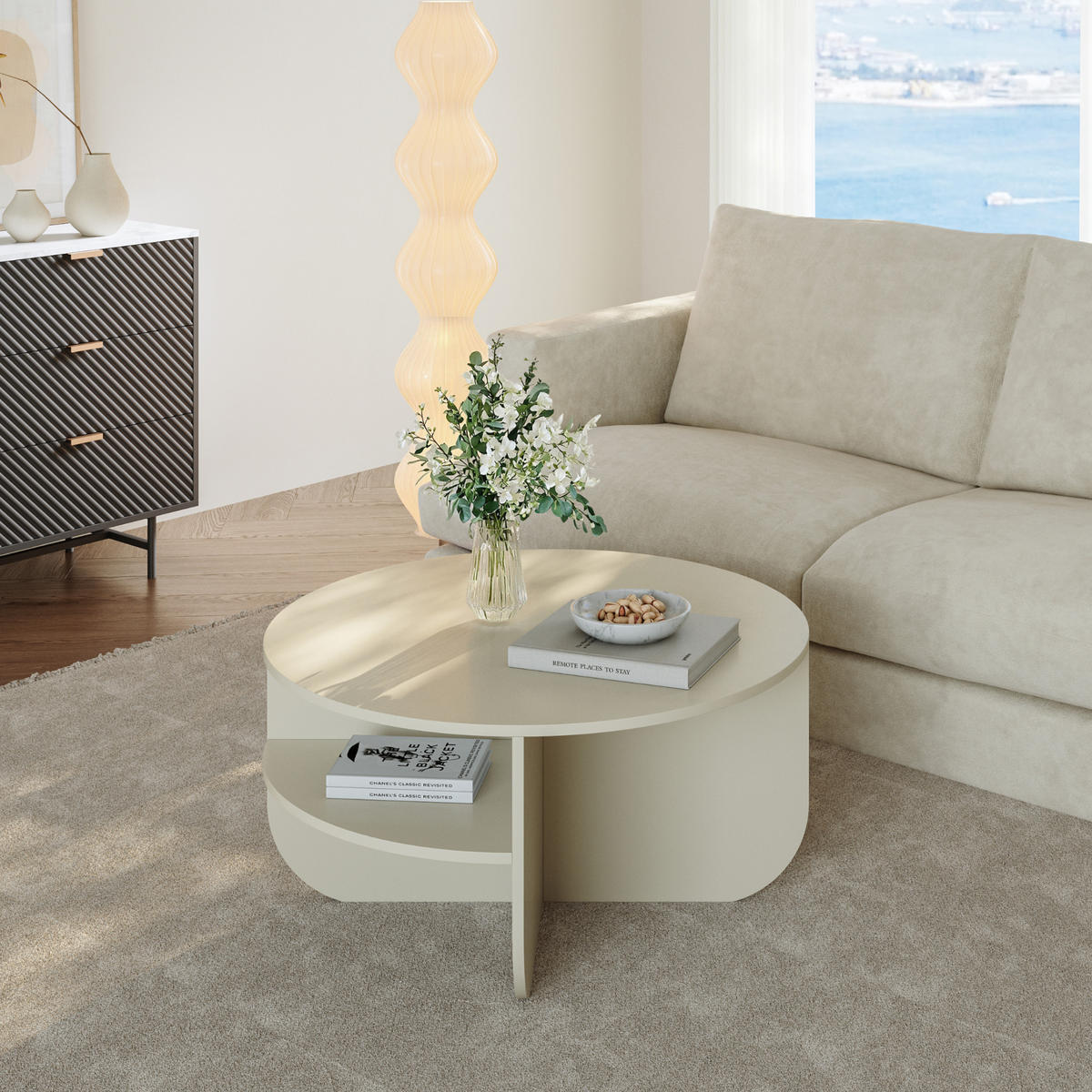 COUCHTISCH Reykhon 80/80/41 cm - Sandfarben, Holzwerkstoff (80/80/41cm) - [en.casa]