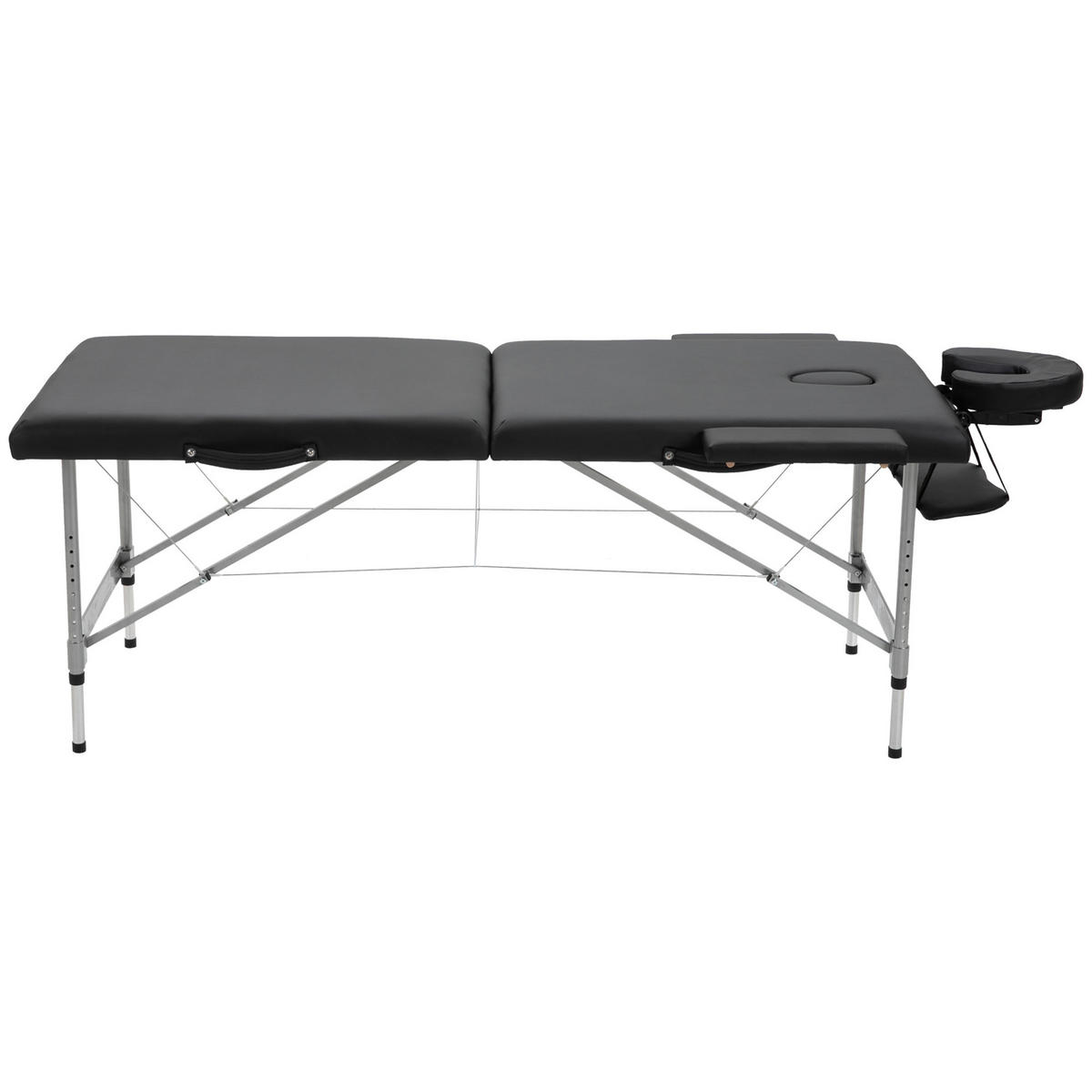 MASSAGELIEGE, Kunstleder, Schwarz - Schwarz, Metall (71/83/186cm) - HOMCOM