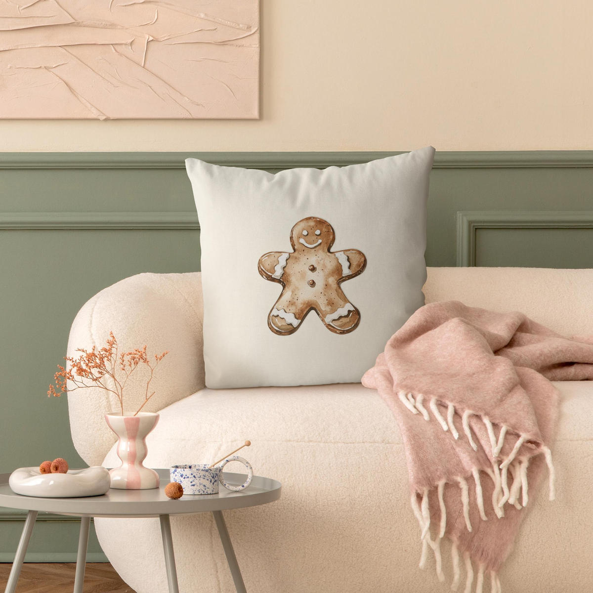 DEKOKISSEN Lebkuchenmännchen 50/50 cm - Braun, Textil (50/50/10cm) - Bilderwelten