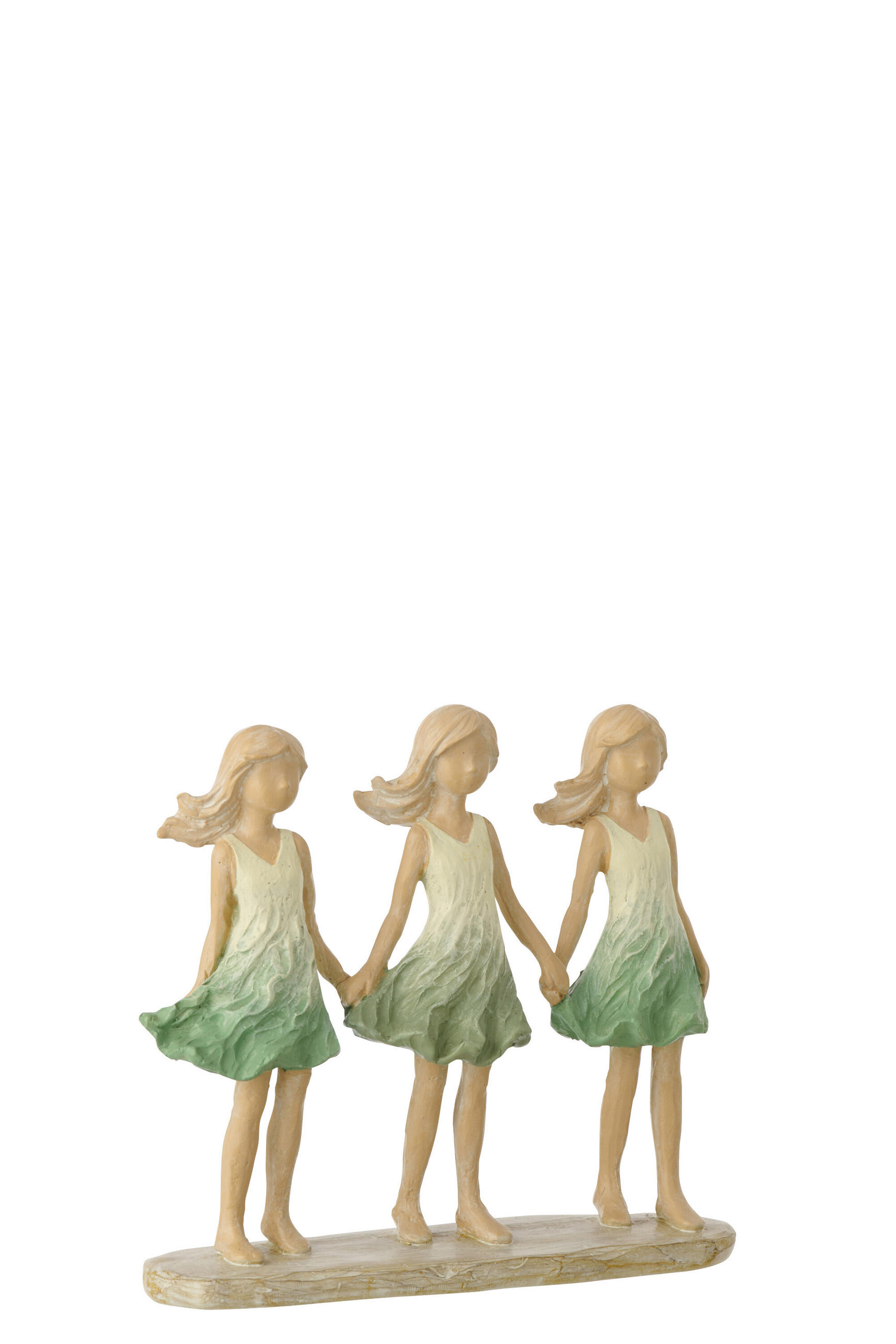 FIGUR KINDER SCHWESTERN - Grün, Glas/Naturmaterialien (5.5/16.5/18cm) - J-Line