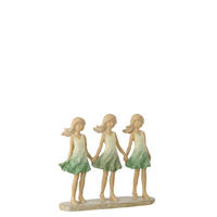 FIGUR KINDER SCHWESTERN - Grün, Glas/Naturmaterialien (5.5/16.5/18cm) - J-Line